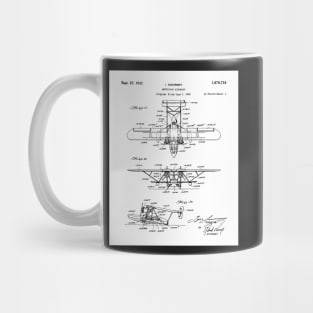 Seaplane Patent - Biwing Seaplane Art - Black And White Mug